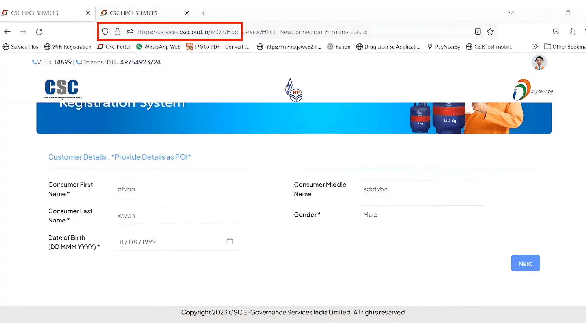 enter customers basic information