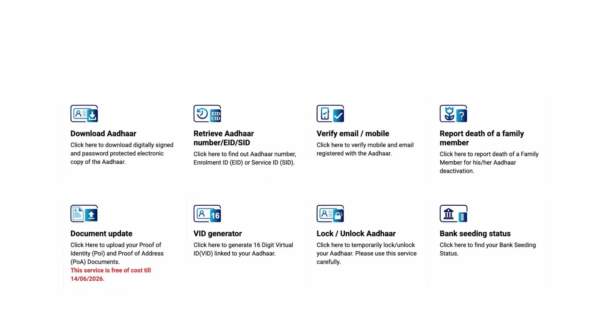 key features of aadhaar vid