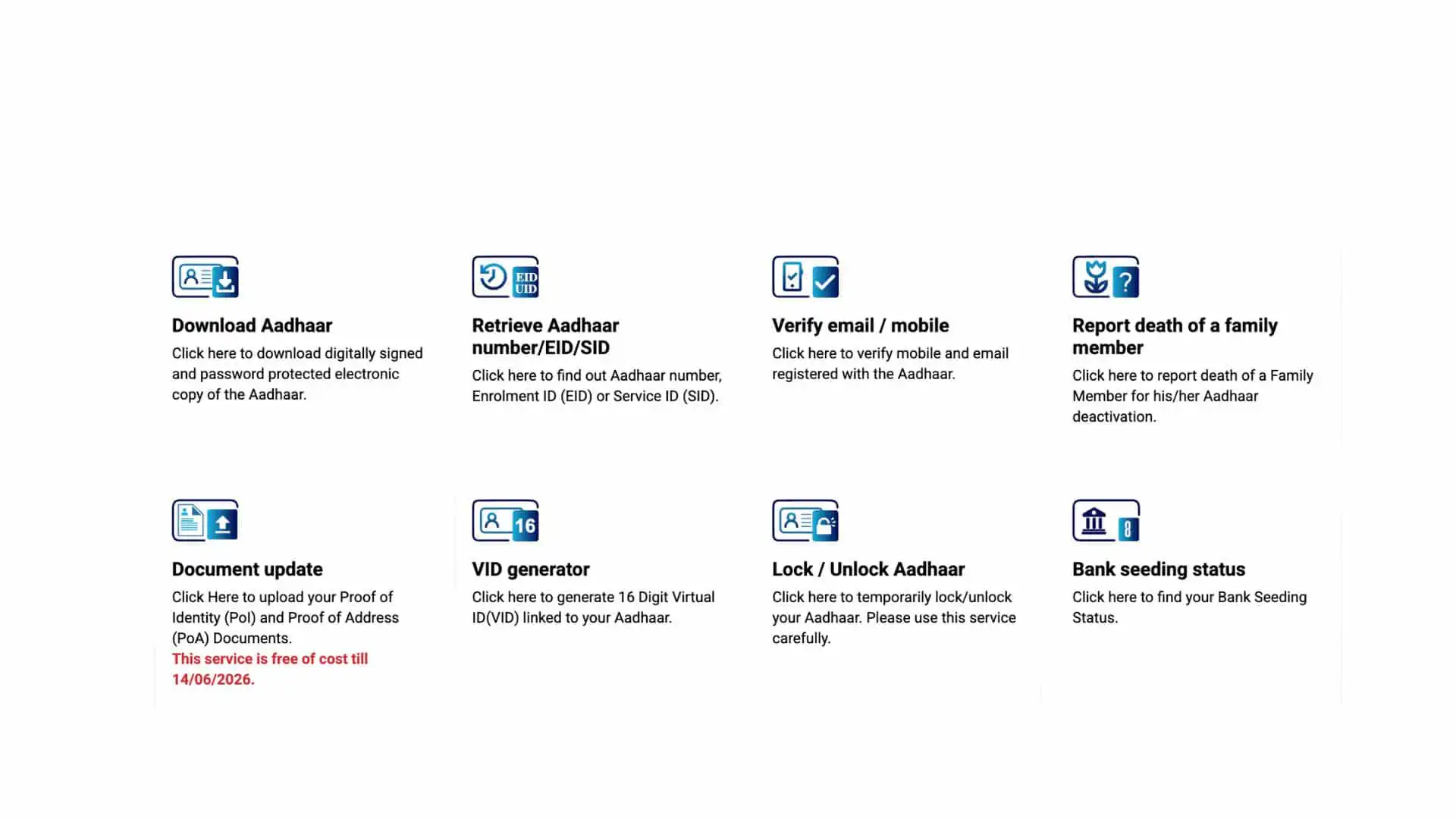 key features of aadhaar vid
